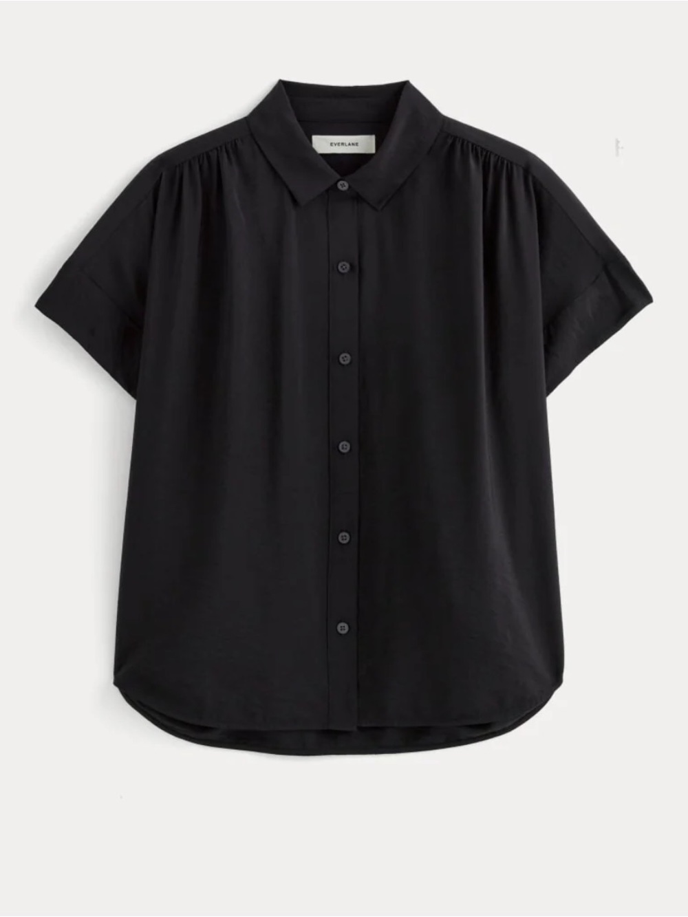 Everlane The Square Shirt In Softluxe Black Button Down Short Sleeve Size M EUC